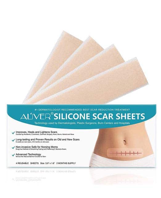 Aliver Viowey hojas de silicona ultrafinas para cicatrices 1.6×5.9 in (4 unidades reutilizables)