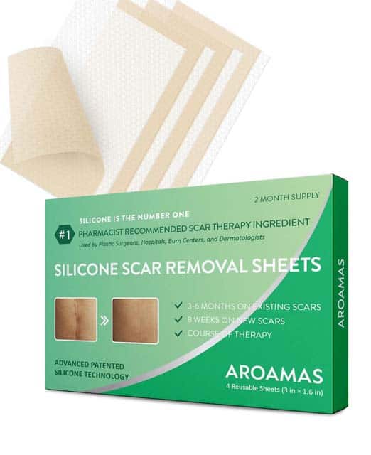 Aroamas parches de silicona profesional para la eliminación de cicatrices 7.60×4 cm (4 unidades)