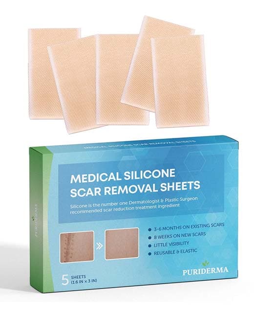 Puriderma Medical hojas de eliminación de cicatrices de silicona 1.6×3 in (5 unidades)