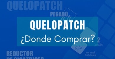 imagen frontal recortada del sobre de los parches cicatrizantes Quelopatch